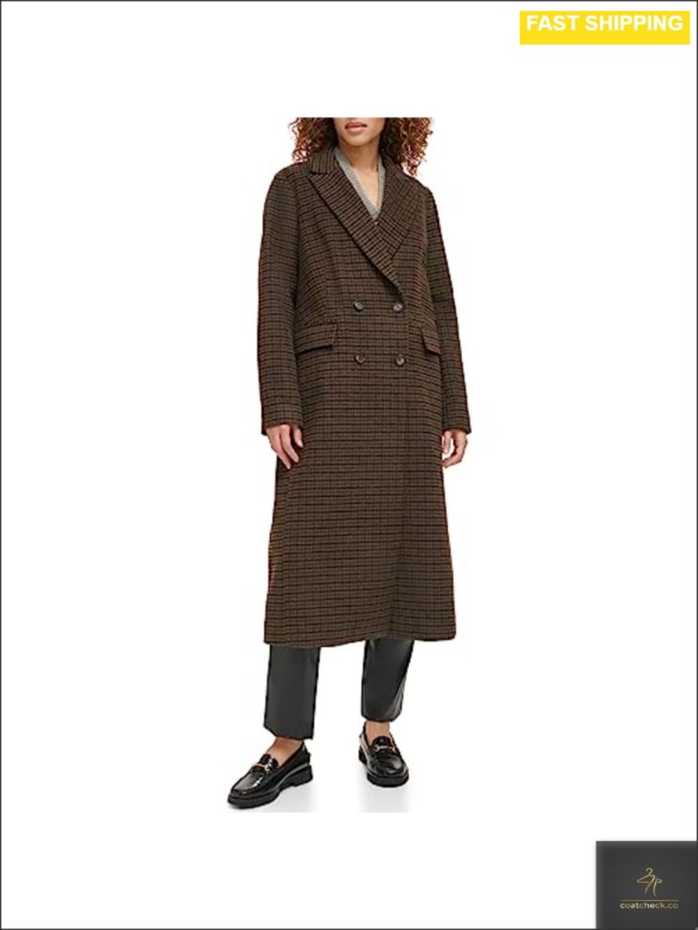Wool Blend Maxi Length Double Breasted Coat Long Sleeve